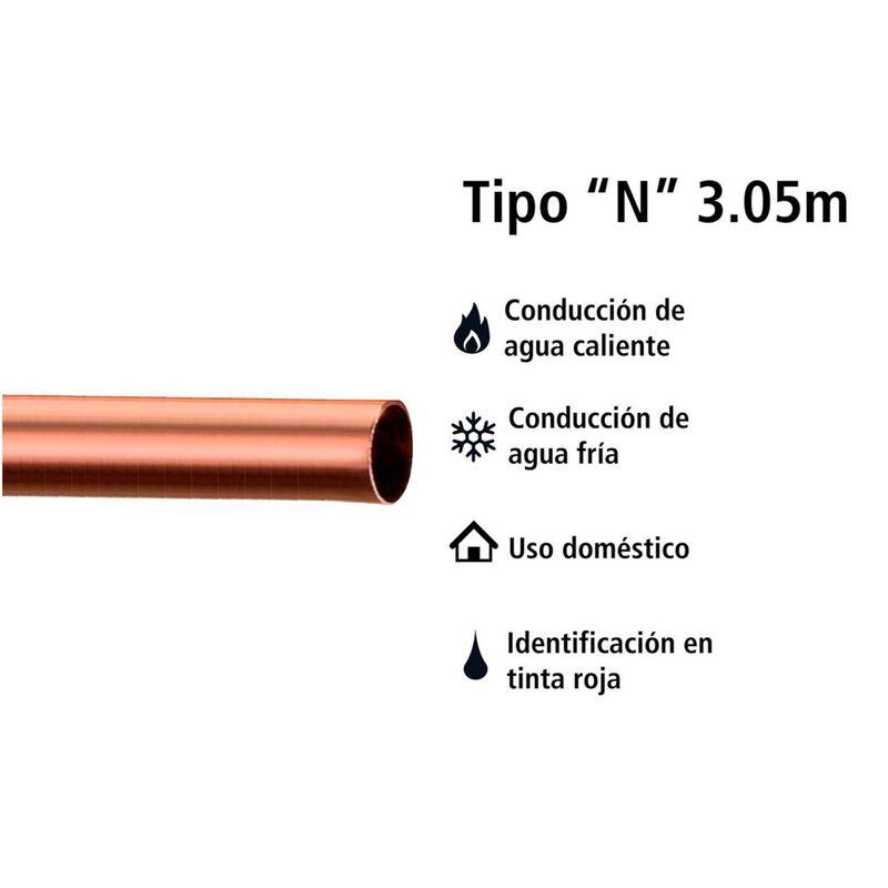 Tubo De Cobre Tipo &rdquo;n&rdquo; Tramo De 3.05 M 3/4&rdquo;, 10... image number null