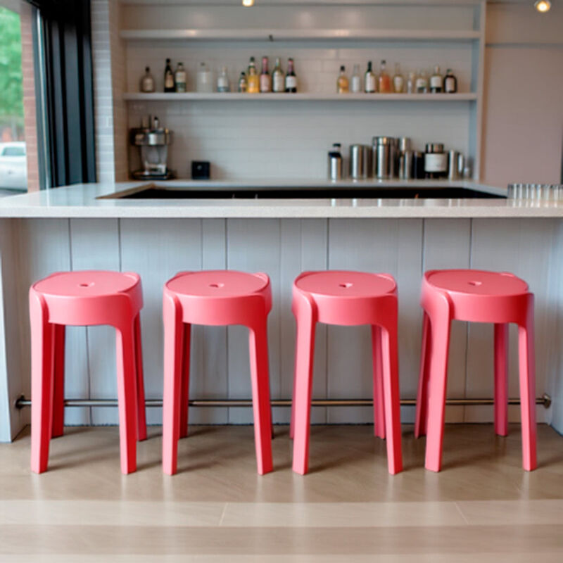 Set de 4 Bancos de Pl&aacute;stico Apilables &ndash; Color R... image number null