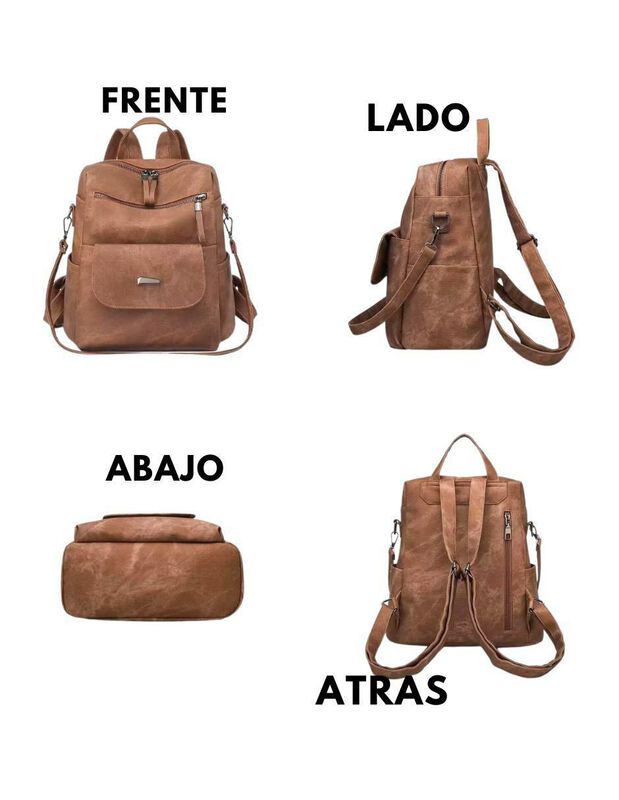 Bolsa Backpack Pink Brule De Cuero Para Mujer image number null