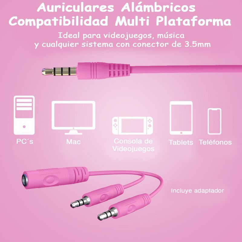 Auricular Al&aacute;mbrico HYPERGEAR para ni&ntilde;os ROSA 3... image number null