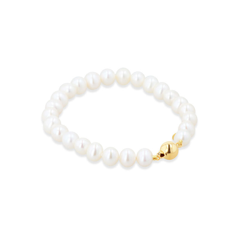 Pulsera Oro Amarillo 14k Con Perlas 7mm &middot; 17.5 ... image number null