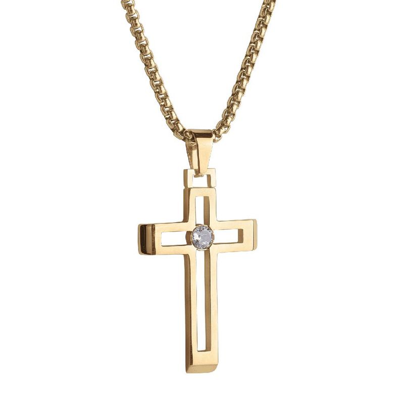 Collar Hombre Acero Inoxidable Cruz, Regalos Pa... image number null