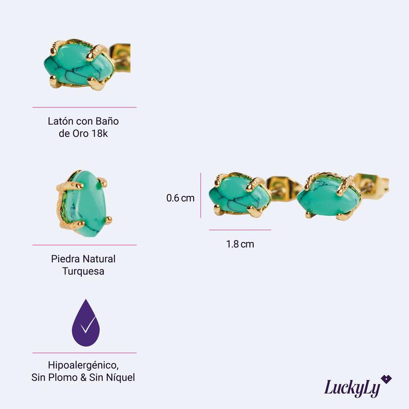 Luckyly Aretes Mujer Ivy Turquesa, Lapisl&aacute;zuli,... image number null