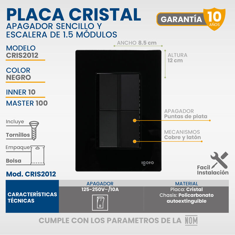 Placa Armada Cristal IGOTO CRIS1012-2012 con 1 ... image number null