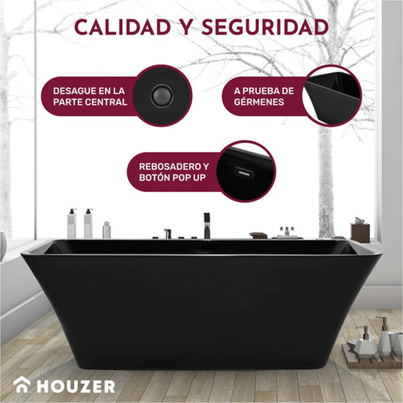 Tina Baño Negra Premium Lujo 280l Fibra Vidrio ... image number null