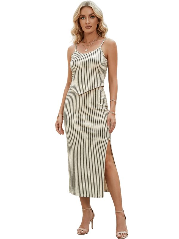 Set 2 Piezas Rayado Blusa de Tirantes y Falda L... image number null