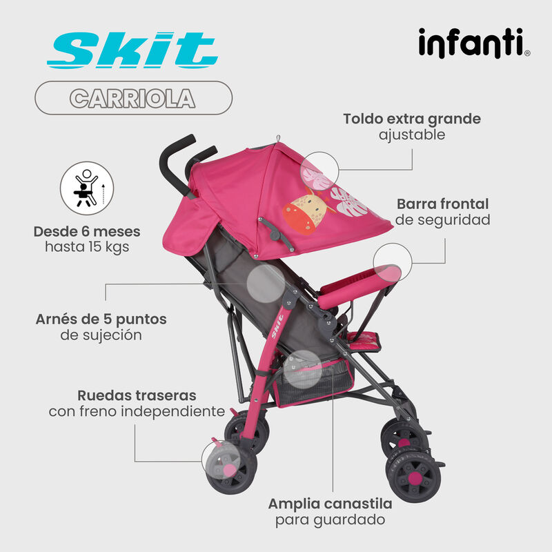 Carriola de Bastón Skit Safari Rosa image number null