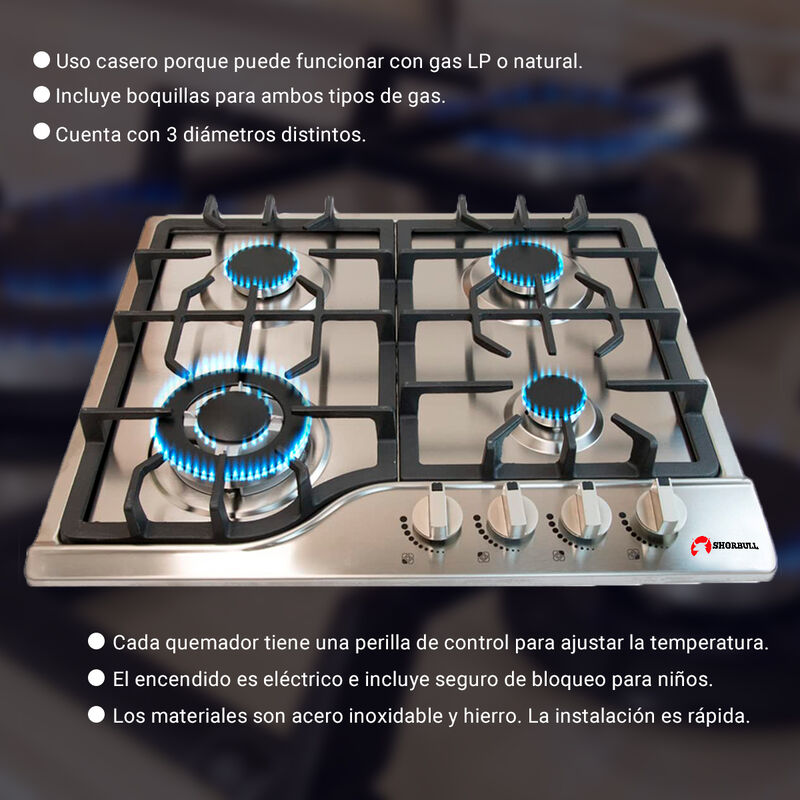 Estufa de acero inoxidable 4 quemadores Shorbul... image number null