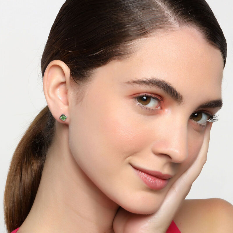 Aretes en Baño de Oro Blanco de 18K Cuadro con ... image number null