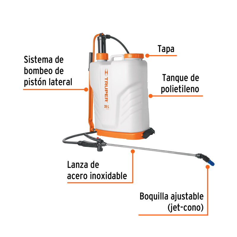 Fumigador de 20 L Manual de Mochila Truper image number null