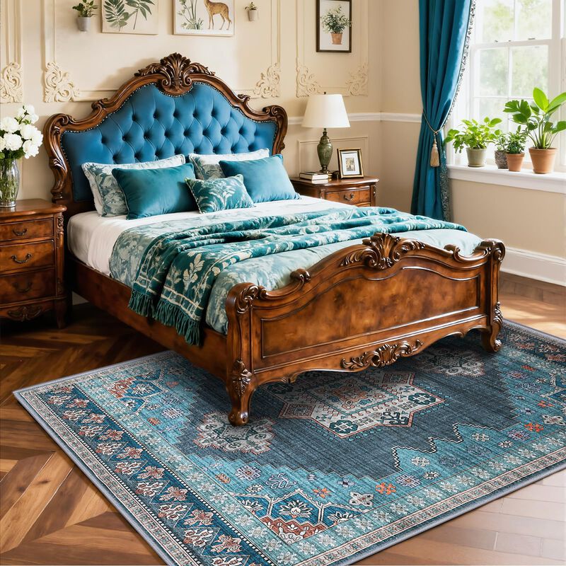 Alfombra Flyruggo 244 cm X 152 cm Azul Teal Boh... image number null