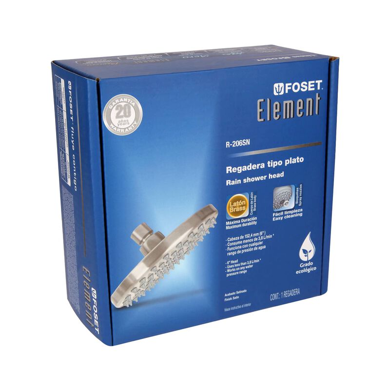 Regadera Sat&iacute;n 6' Plato Redondo Sin Brazo Foset... image number null