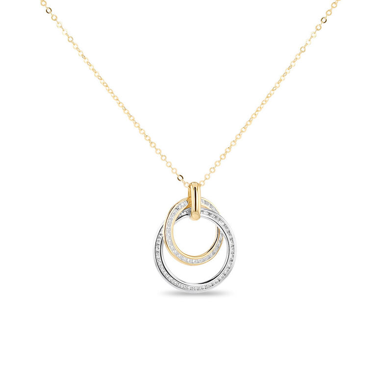 Dije Bicolor Oro 10k Con Zirconias + Cadena (sk... image number null