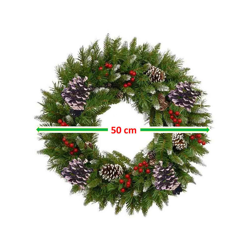 Corona Navide&ntilde;a de pino Artificial con cerezos ... image number null