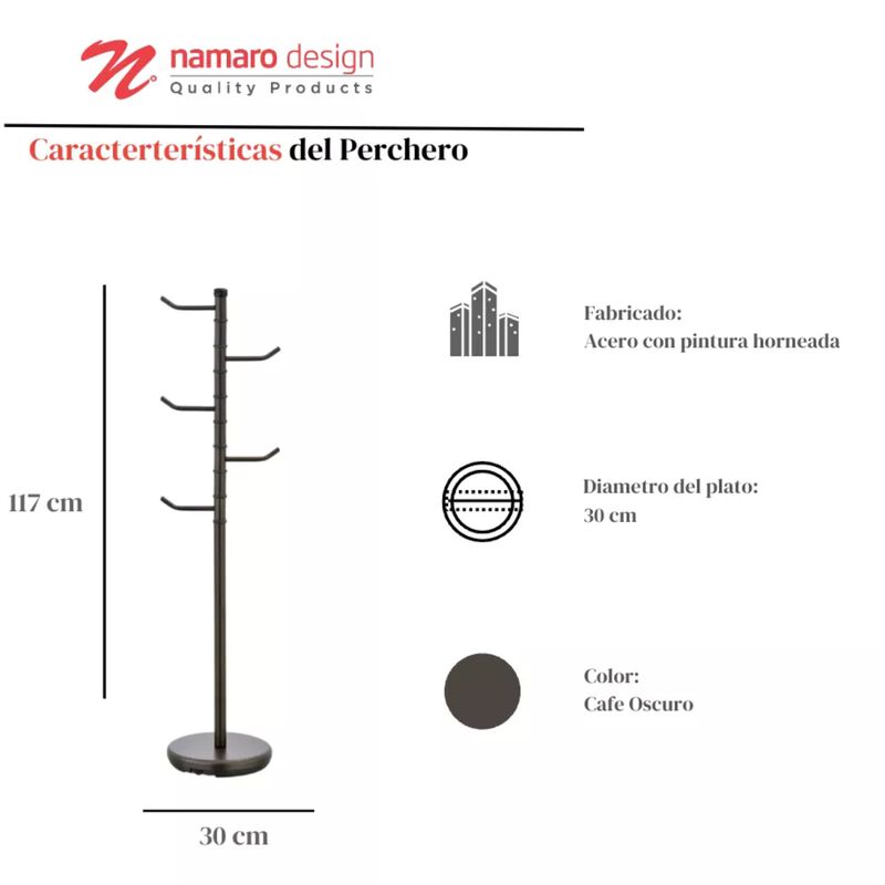 Perchero Chocolate 5 Ganchos Namaro Design image number null