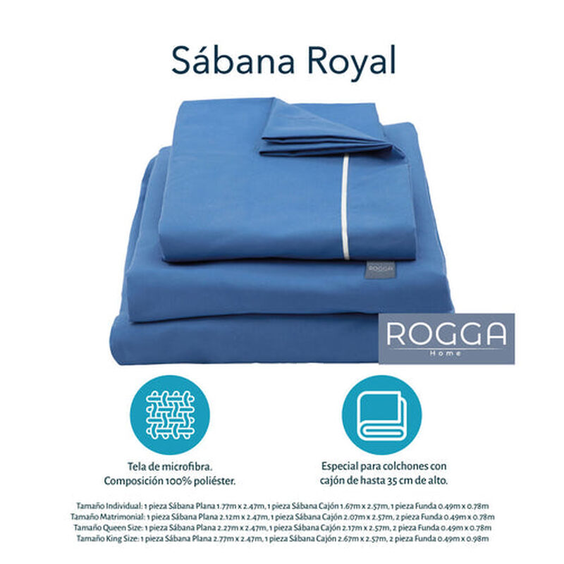 Juego de S&aacute;banas Queen Size Royal Touch Az&uacute;l Me... image number null