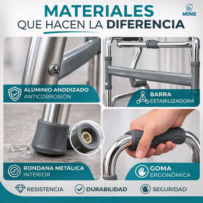 Andadera Doble Apoyo de Aluminio Plegable Refor... image number null