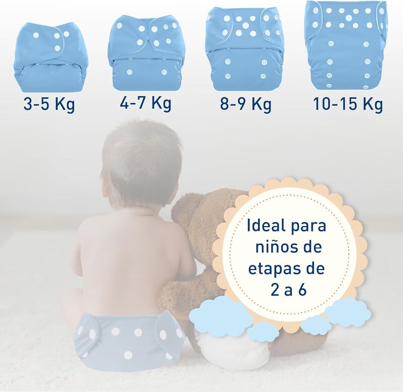 Paquete de 12 Pañales Ecológicos de Tela para B... image number null