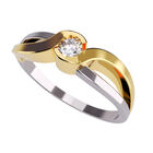 Anillo de Compromiso de 10K con Circonia Talla 4 ORO AMARILLO CON BLANCO 10K - Amore Mio!