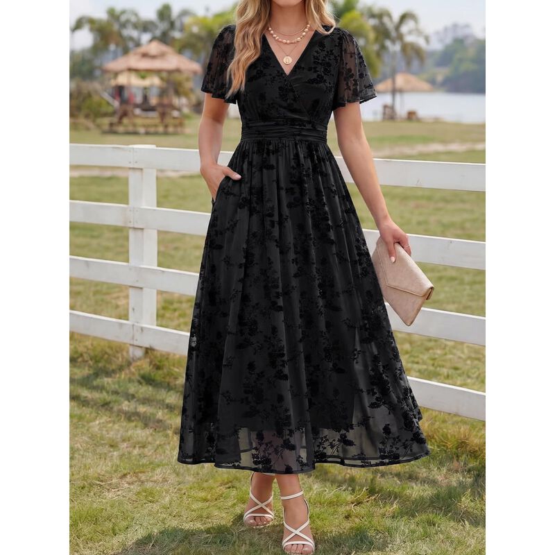 Vestido Lillusory Cruzado Floral con Bolsillos ... image number null