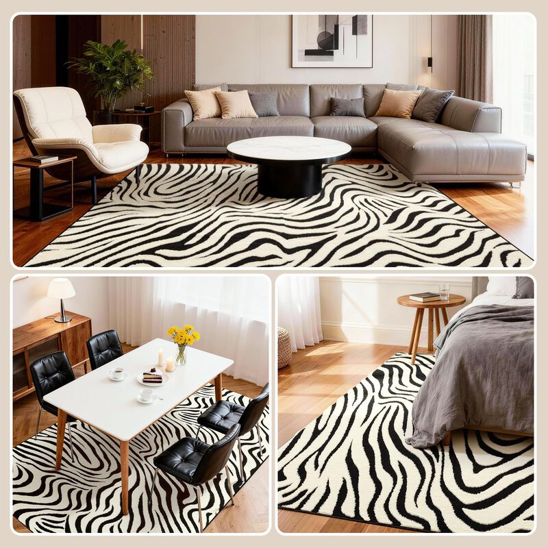 Alfombra Yihouse 122x183 Cm Negro Y Blanco Lava... image number null