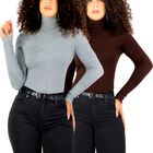 Set De 2 Sueteres Mujer De Cuello Alto Sueteres Dama Suet-1044-px2 Caf&eacute; Oscuro Y Gris Sweaters