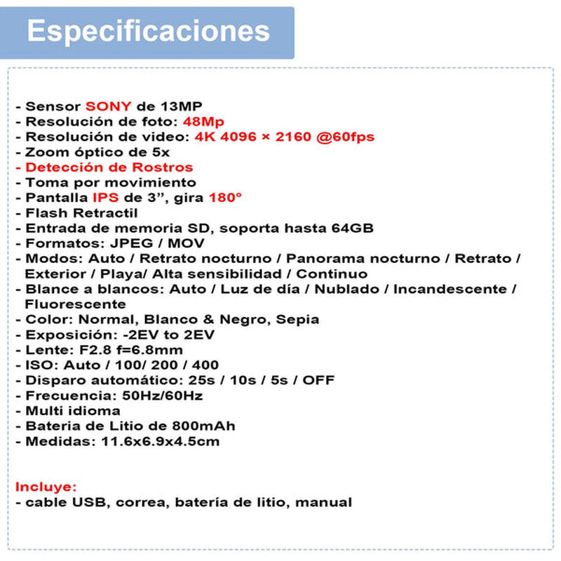 Cámara Digital Vak RF 3 Lcd 48mp Zoom Óptico 4... image number null