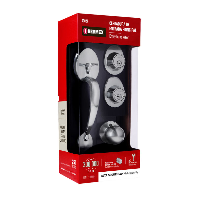 Jaladera Perilla y Cerrojo Llave-Llave Cromo Ma... image number null