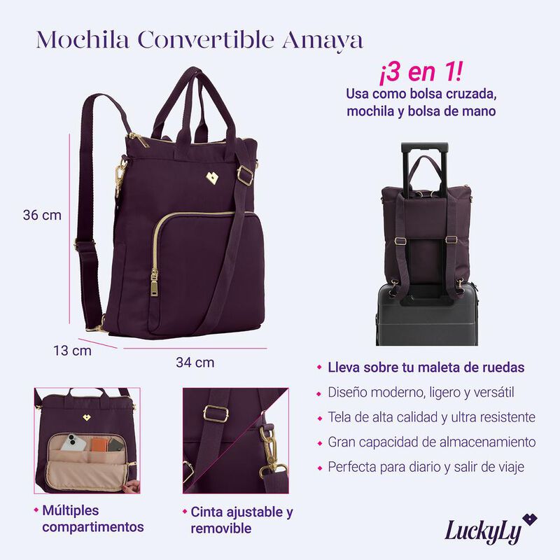 Bolsa Mochila Mujer 3 En 1, Bolso Tote Bag, Bac... image number null