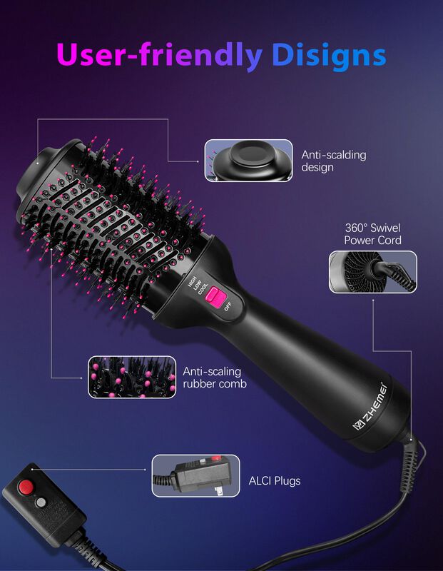 Cepillo Secador De Pelo Zm Zhemei 1300w 110v Ne... image number null