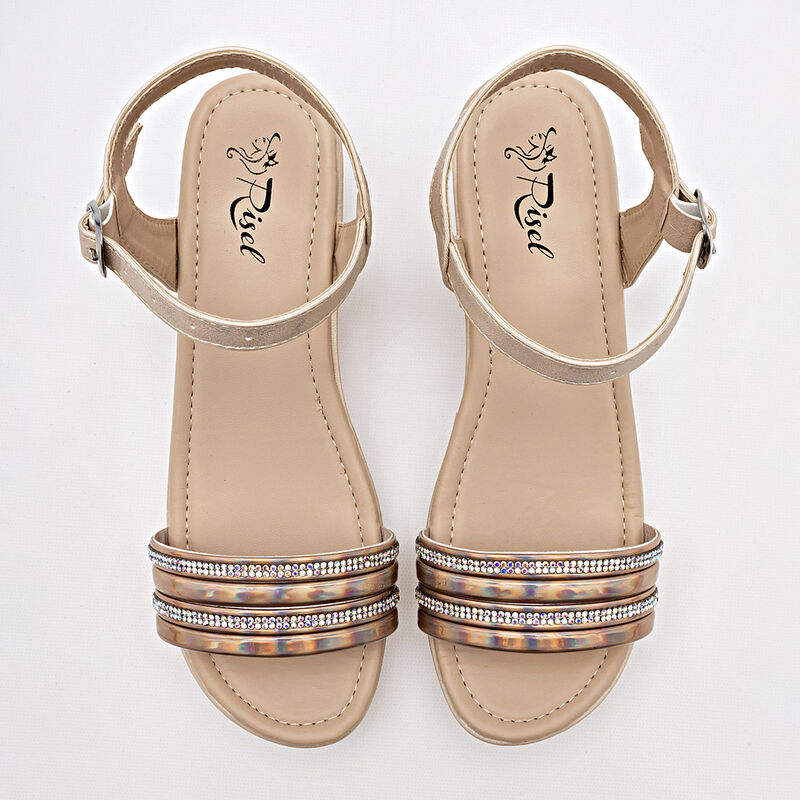 Risel Zapatillas de fiesta para mujer dorado ro... image number null