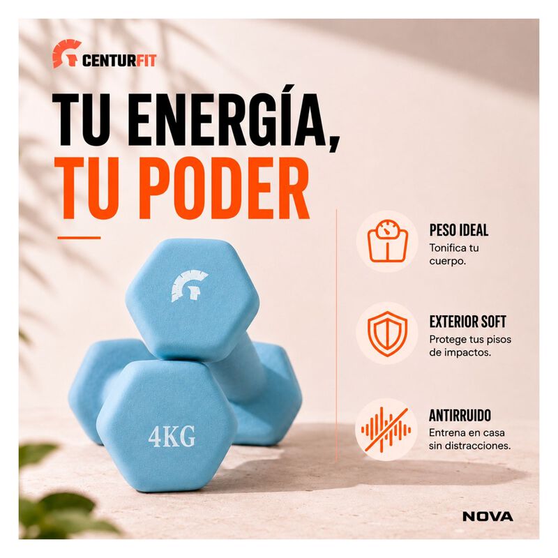 Par Mancuernas Pesa Neopreno Suave 4 Kg Antides... image number null