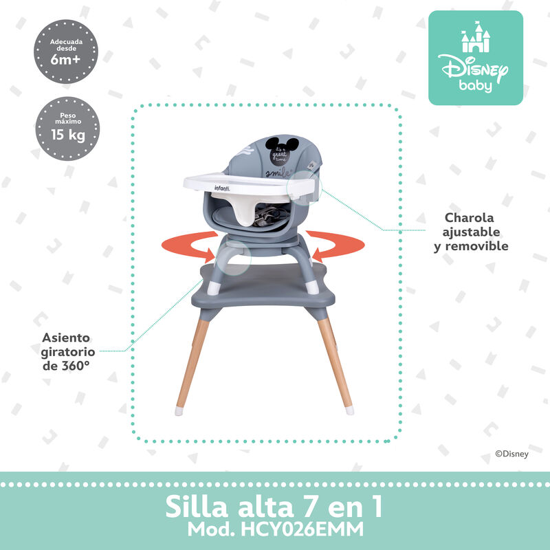Silla alta periquera para beb&eacute;s con giro 360&deg; a... image number null