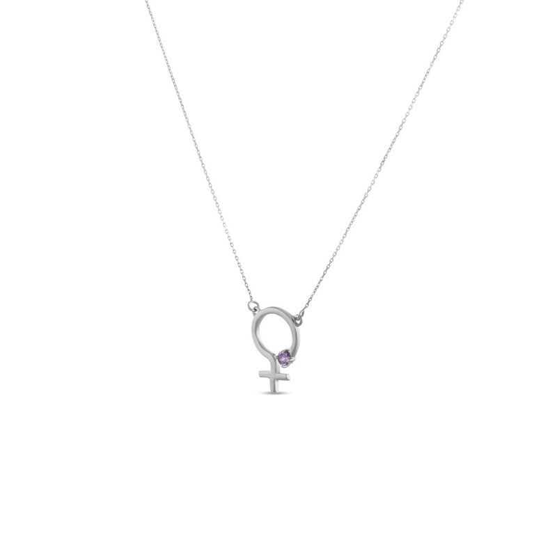 Dije Oro Blanco 14k Zirconia Amatista Edici&oacute;n L... image number null