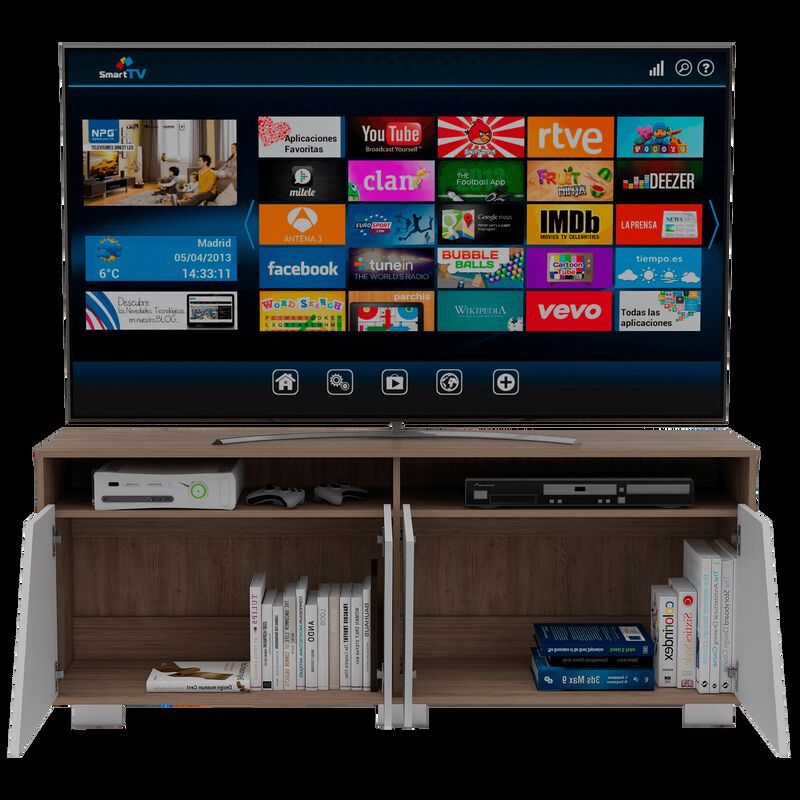 Mesa Para Tv Orus, Miel Y Blanco, Con Espacio P... image number null