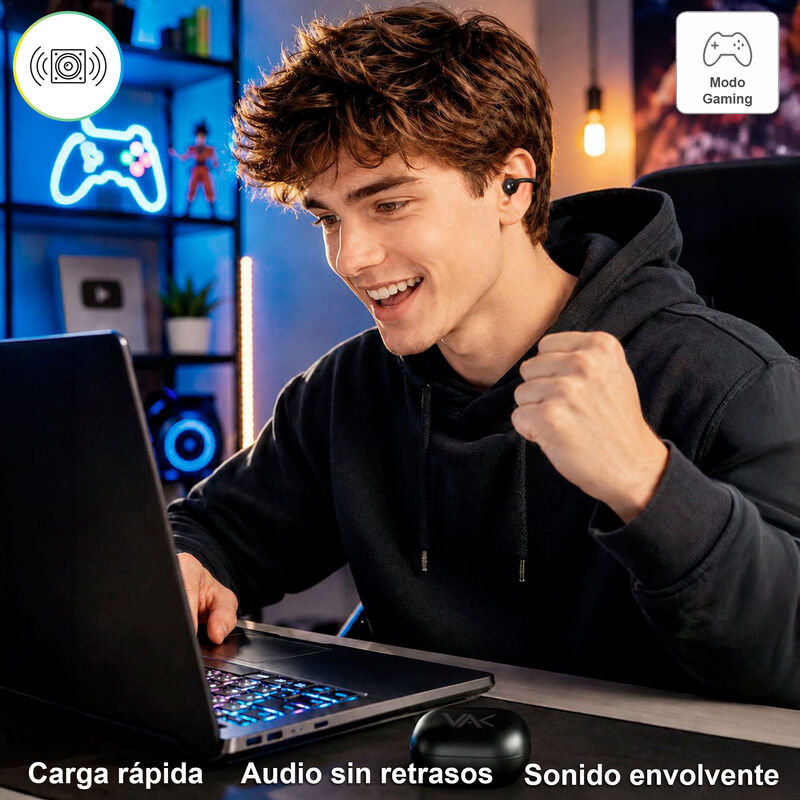 Aud&iacute;fonos Vak Ti8s Tws Ows Bluetooth Clip Siri ... image number null