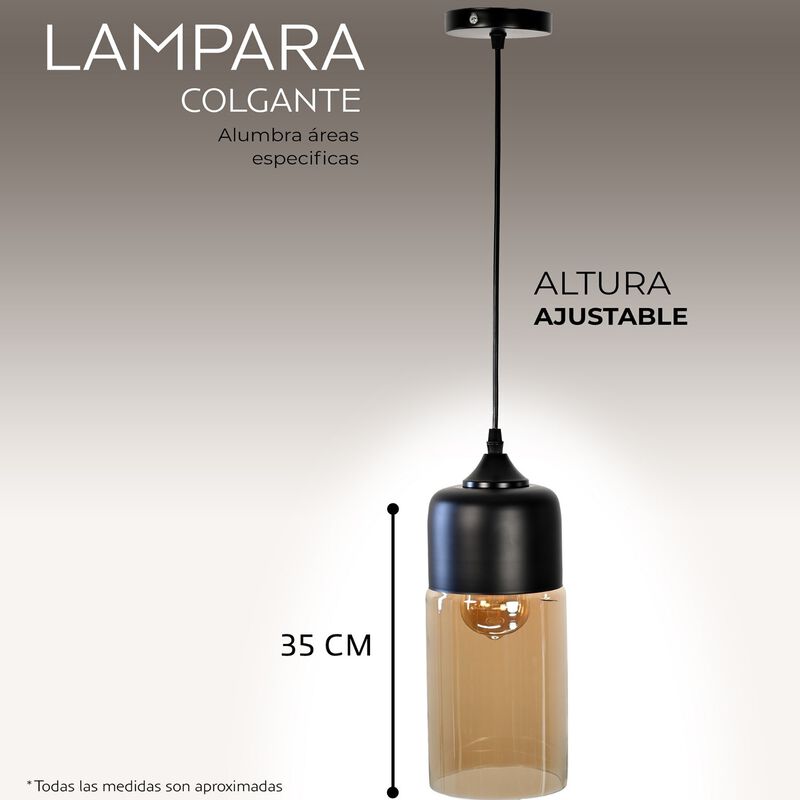 L&aacute;mpara Colgante Cil&iacute;ndrica Delgada Con Cristal... image number null