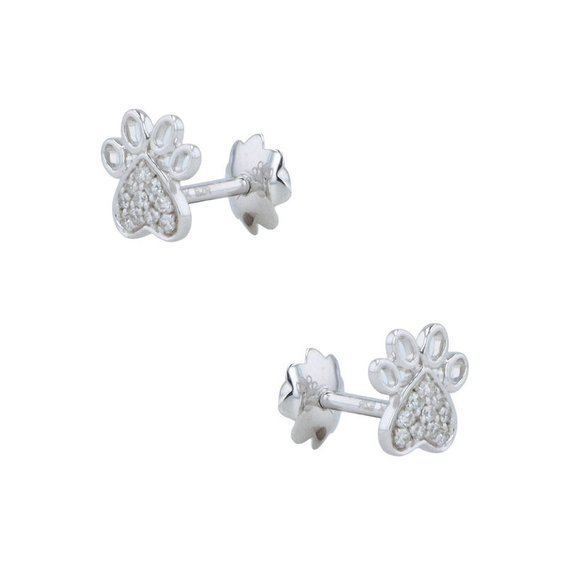 Broqueles De Huella Oro Blanco 10k Con 7pts De ... image number null