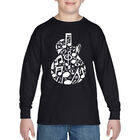 Camiseta De Manga Larga Word Art Para Ni&ntilde;o - Guitarra Con Notas Musicales - Negro