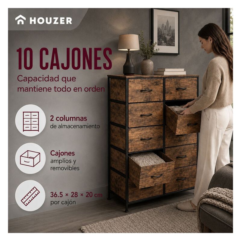 Comoda 10 Cajones Estructura Acero Cajonera Org... image number null