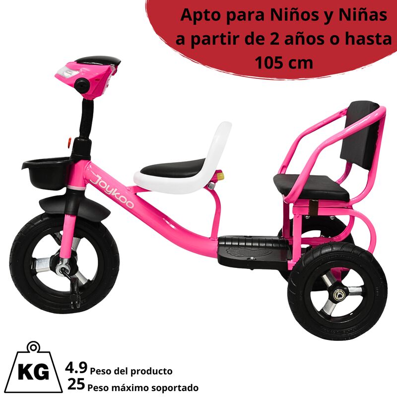 Triciclo para Ni&ntilde;os Dos Asientos Torreta con Lu... image number null