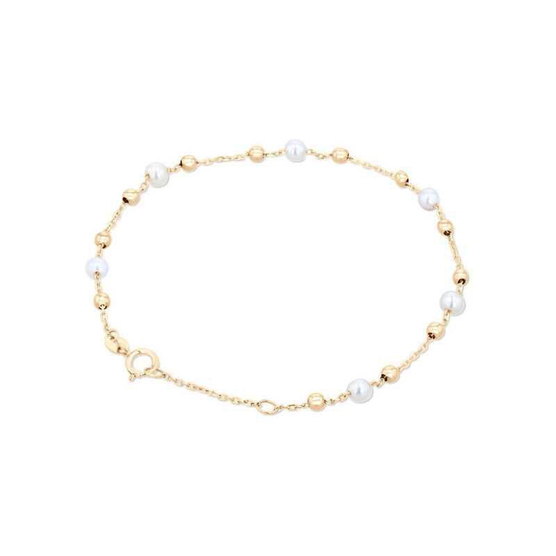 Pulsera De Oro Amarillo 14K Con Perla (16.5 + 2... image number null