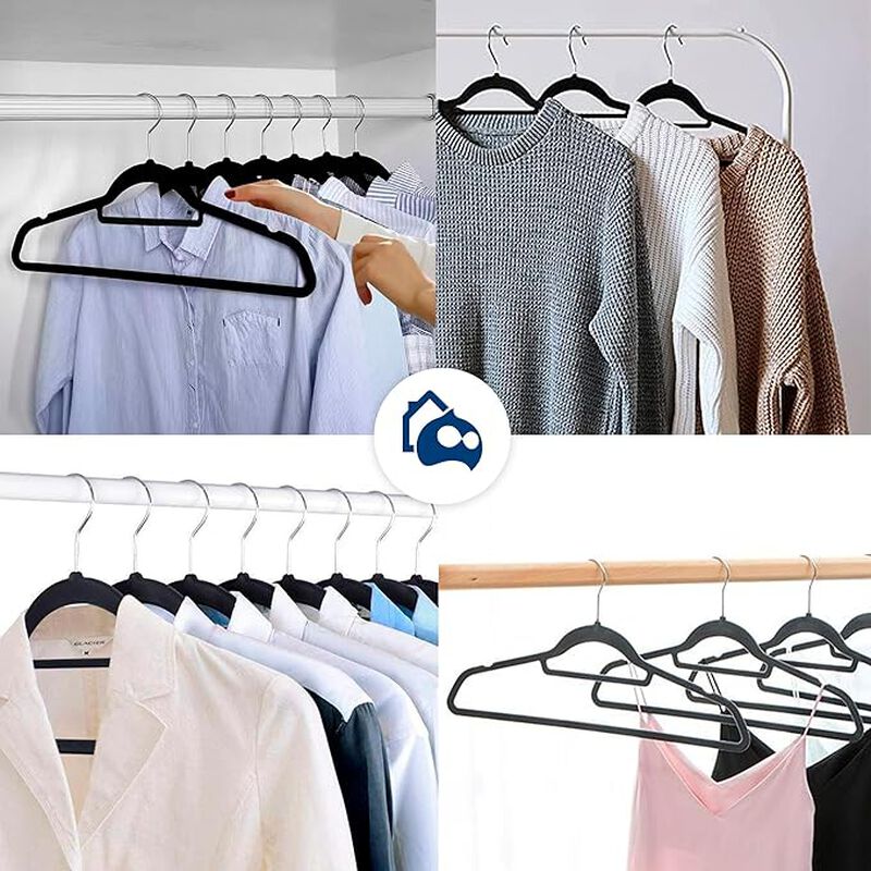 Ganchos de Terciopelo Negro para Ropa (50 pieza... image number null