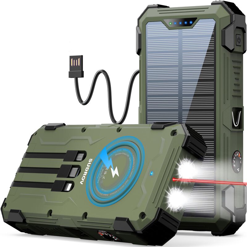 Cargador Inal&aacute;mbrico Solar Power Bank Sudrov W3... image number null
