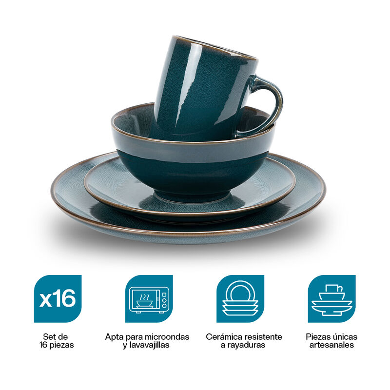 Vajilla de Cer&aacute;mica Gres 4 Personas 16 Pz. Reac... image number null