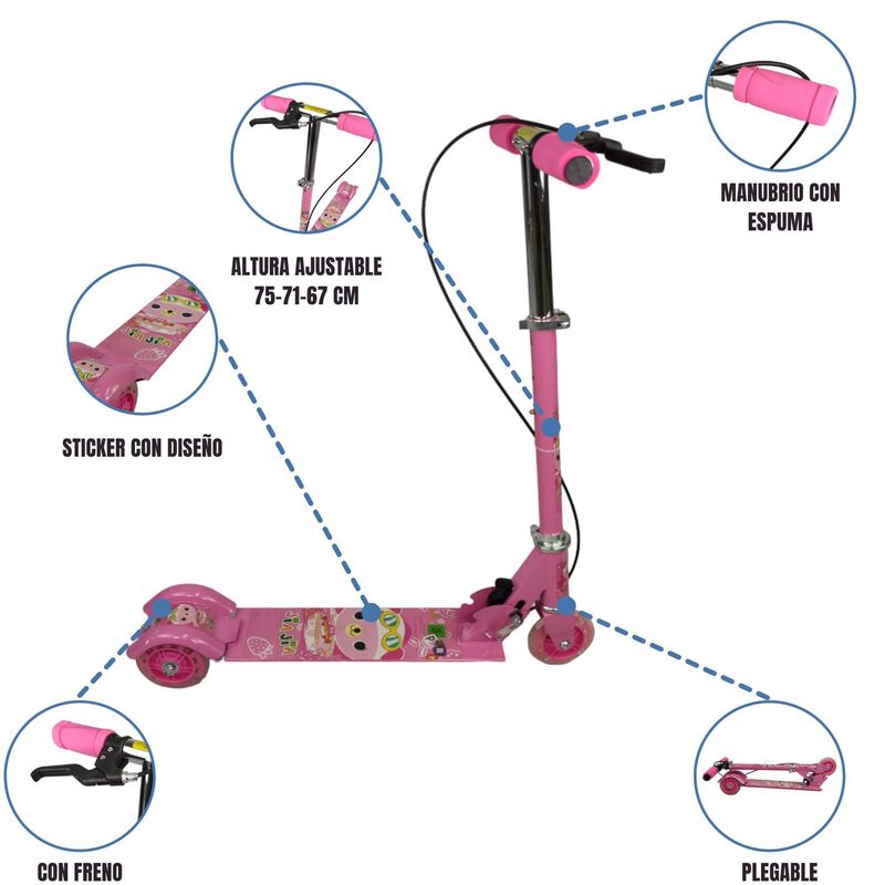 Scooter 3 Ruedas Con Luz Led Autom&aacute;tica, Freno ... image number null