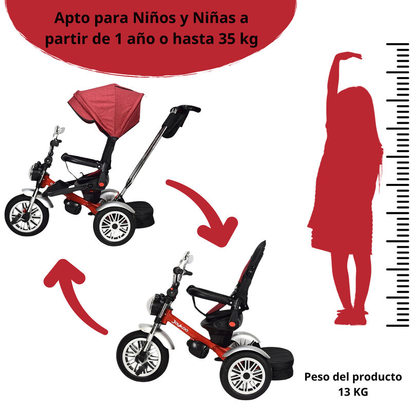 Triciclo para Niños Reclinable Giratorio 360 So... image number null