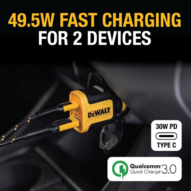 Adaptador De Cargador De Coche Dewalt Usb + Usb... image number null