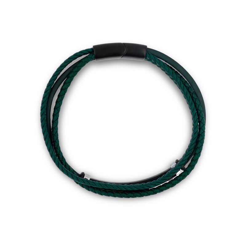 Pulsera De Acero Blanco Y Negro Con Piel De Col... image number null