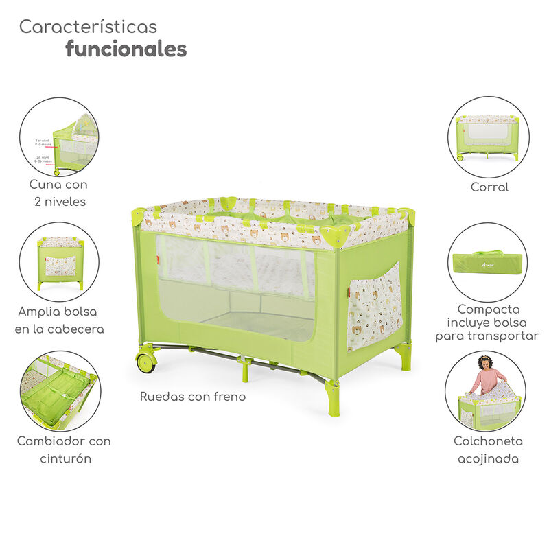 Cuna Corral Plegable con Cambiador y Dos Nivele... image number null